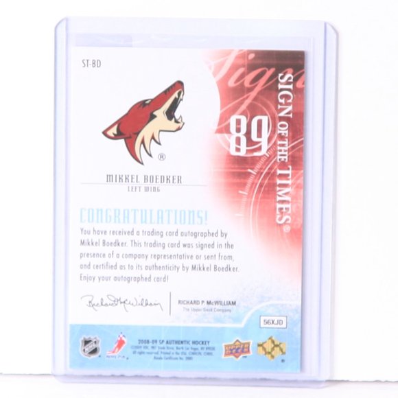 Mikkel Boedker Upper Deck SP Authentic Sign of the Times Rookie 2008/09 Coyotes - Picture 2 of 2